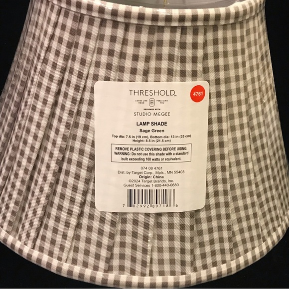 Gingham Pleated Lamp Shade Brown - Threshold™ designed with Studio McGee - Picture 7 of 8